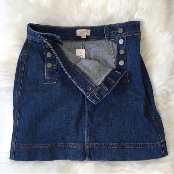 NEW Loft Jean Denim Sailor Skirt Button Front 0 - Picture 3 of 8